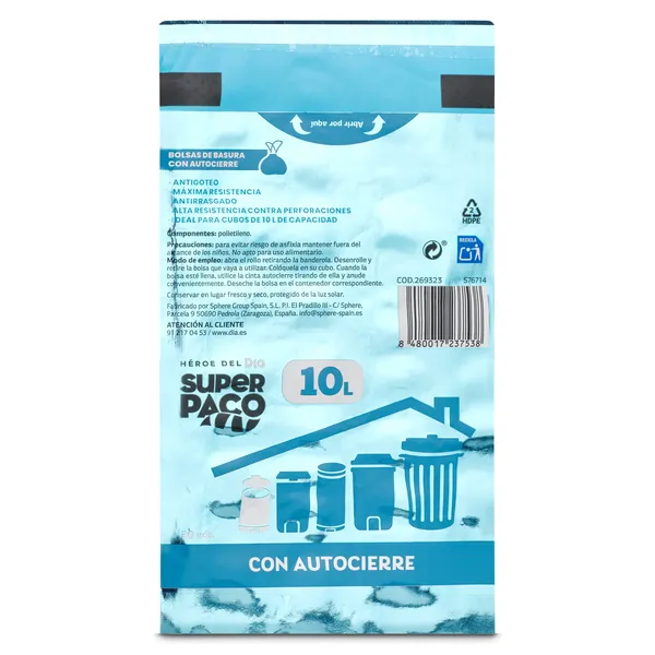 Bolsa de basura 10 L con autocierre Dia Super Paco 30 unidades 4