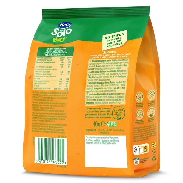 Snacks de zanahoria y maíz Hero bolsa 40 g 3