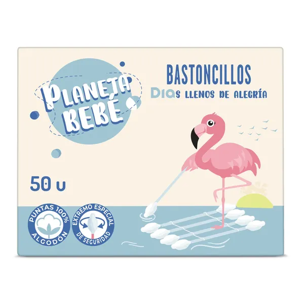 Bastoncillos de algodón con palo de papel Planeta Bebé de Dia caja 50 unidades 2