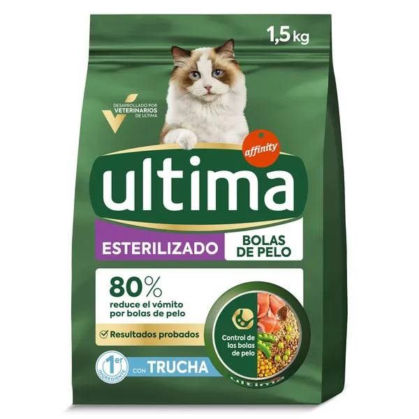 Alimento para gatos esterilizados anti bolas de pelo con trucha Ultima bolsa 1.5 Kg 2
