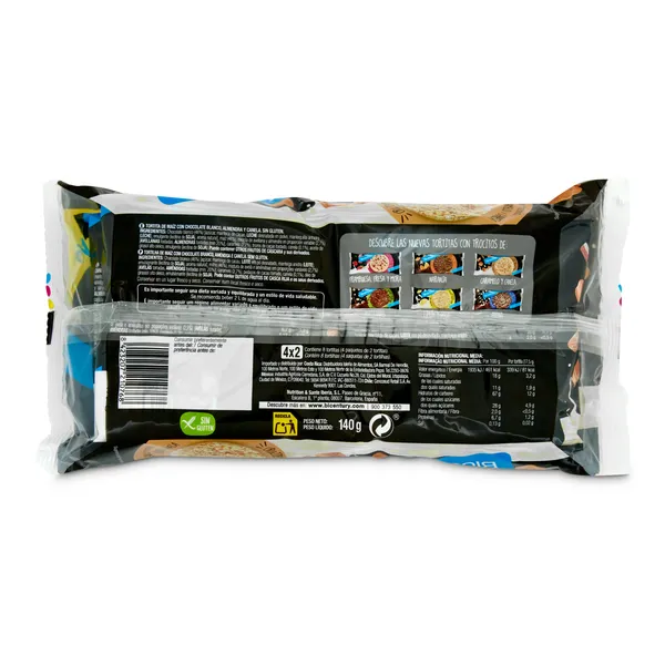 Tortitas de arroz integral con chocolate blanco, almendra y canela Bicentury bolsa 138 g 2