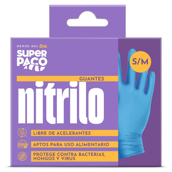 Guantes nitrilo desechables talla S/M Dia Super Paco 20 unidades 2