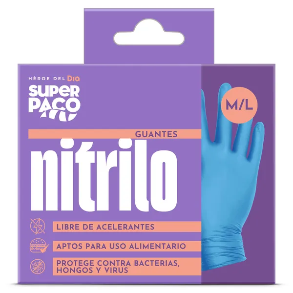 Guantes nitrilo desechables talla M/L Dia Super Paco 20 unidades 2