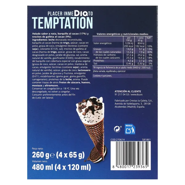 Conos cookies Dia Temptation 4 x 65 g 4