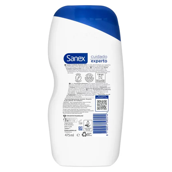Gel de ducha y champú para niños cuidado experto Sanex botella 475 ml 2