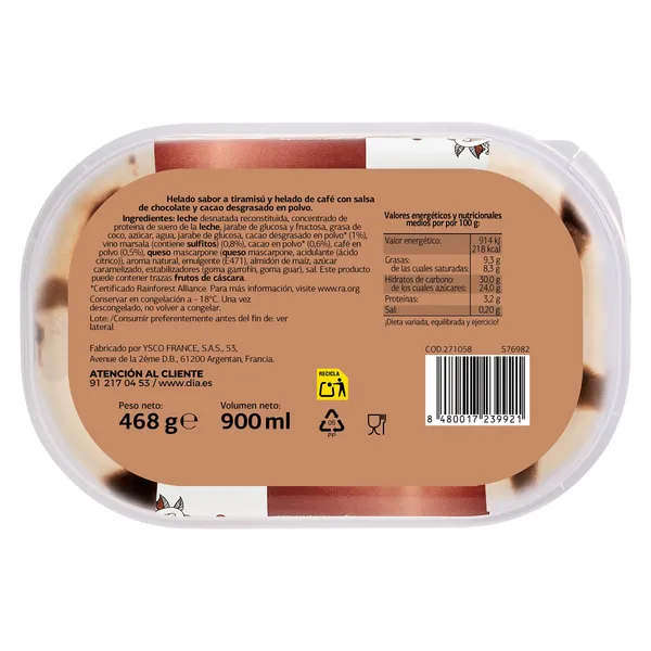 Barqueta de tiramisú Dia Temptation 468 g 4