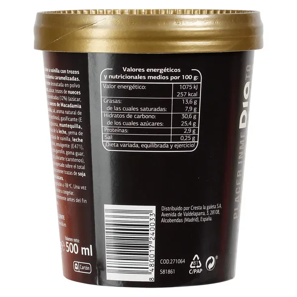 Tarrina de vainilla con nueces de macadamia Dia Temptation 350 g 5