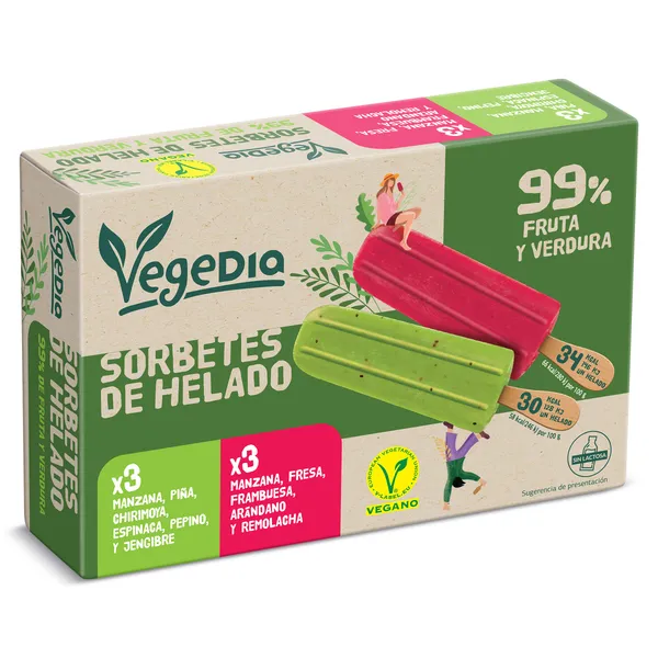 Polos de fruta y verdura 99% Dia Vegedia 6 x 52 g 3