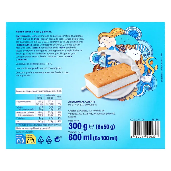Sándwich de nata Dia Temptation 6 x 50 g 4
