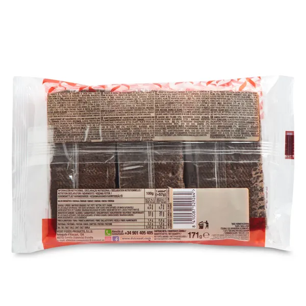 Cuadrados rellenos de cacao Dulcesol bolsa 171 g 2