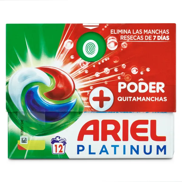 Detergente máquina cápsulas quitamanchas Ariel caja 12 lavados 2