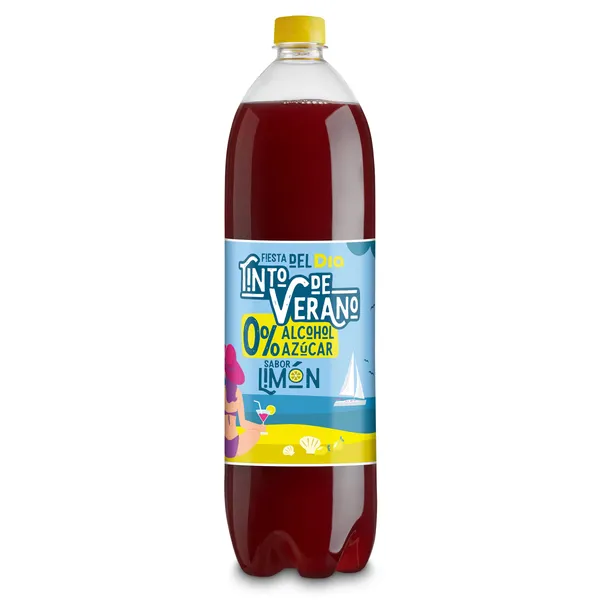 Tinto de verano sin alcohol con limón Fiesta del dia botella 1.5 L