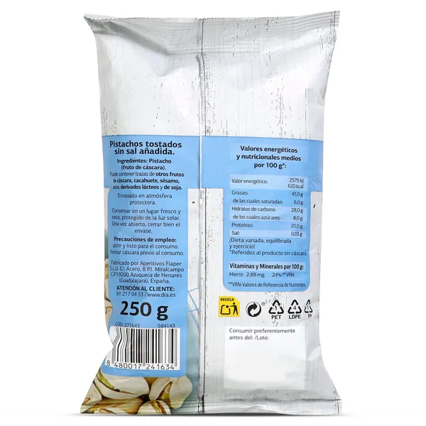 Pistachos tostados sin sal añadida Dia Naturmundo 250 g 3