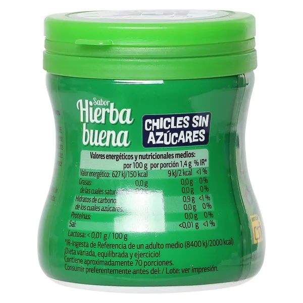 Chicles de hierbabuena sin azúcar Iceberg de Dia bote 70 unidades 3