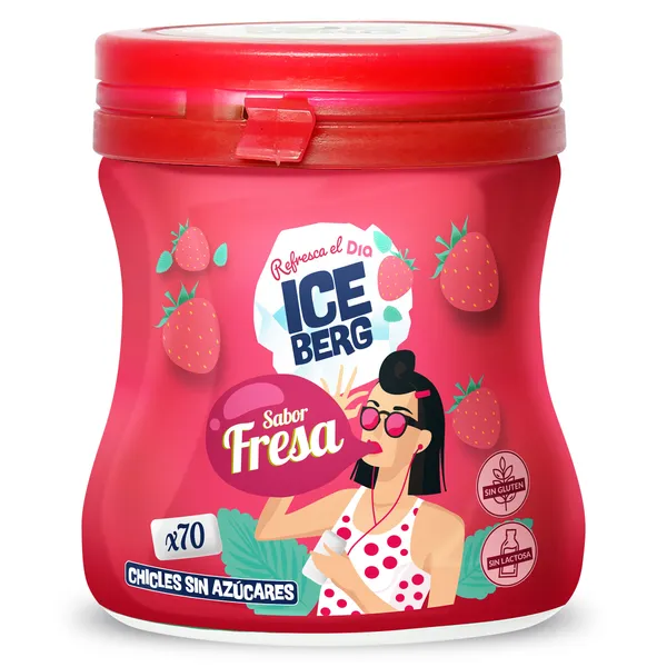 Chicles de fresa sin azúcar Iceberg de Dia 70 unidades 2