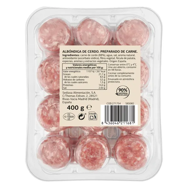 Albóndigas de cerdo Selección de Dia 400 g 4