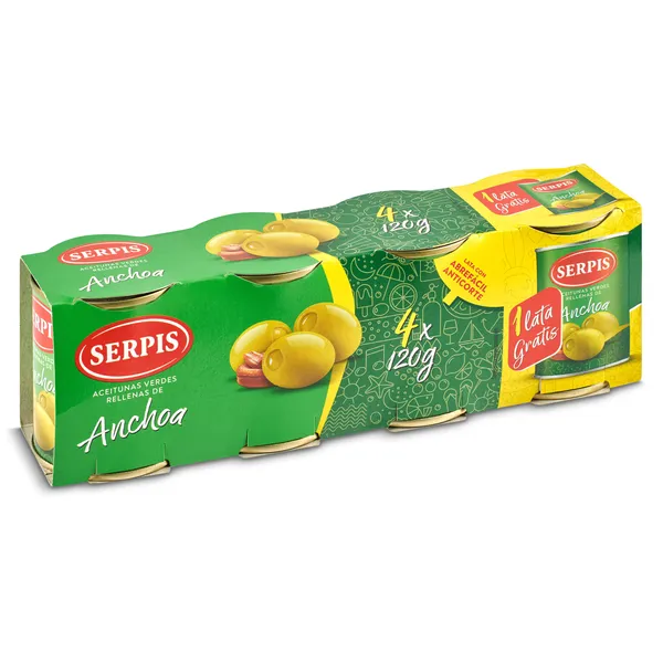 Aceitunas rellenas de anchoa Serpis 4 x 50 g 3