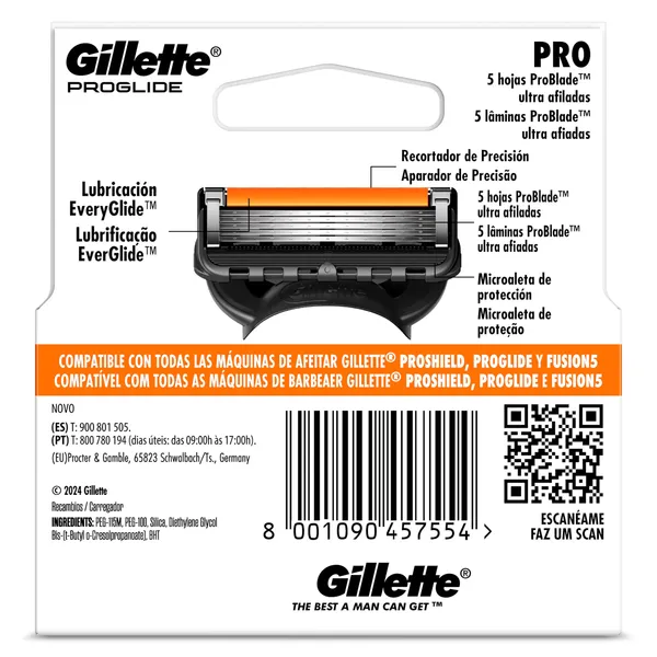 Maquinilla de afeitar recambio Gillette Proglide Fusion blister 3 unidades 2