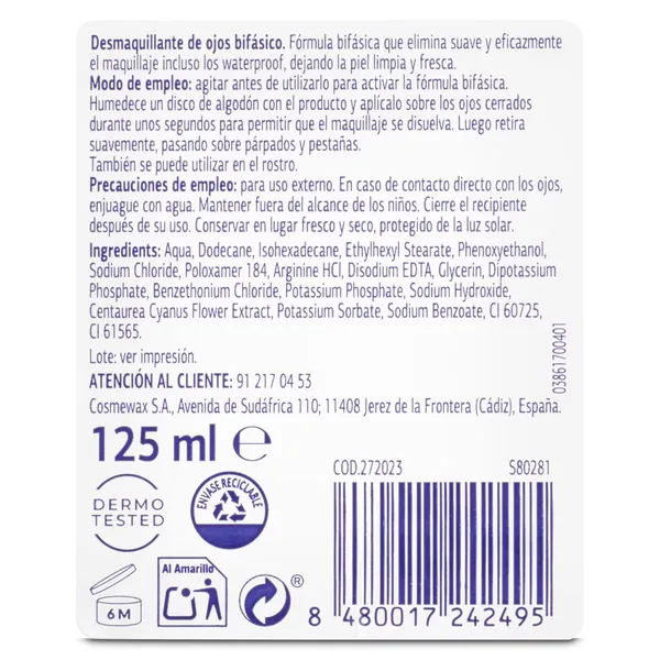Desmaquillante de ojos waterproof Imaqe de Dia bote 125 ml 3