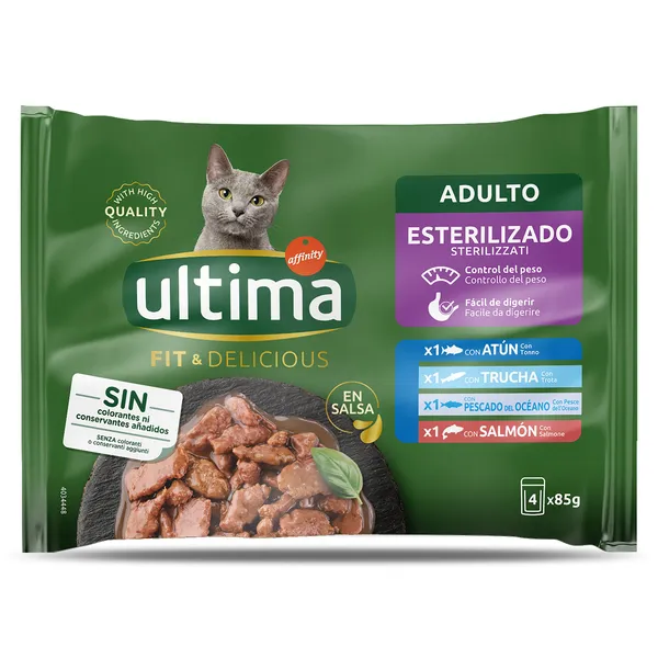 Alimento para gatos esterilizados con pescado Ultima bolsa 340 g 2