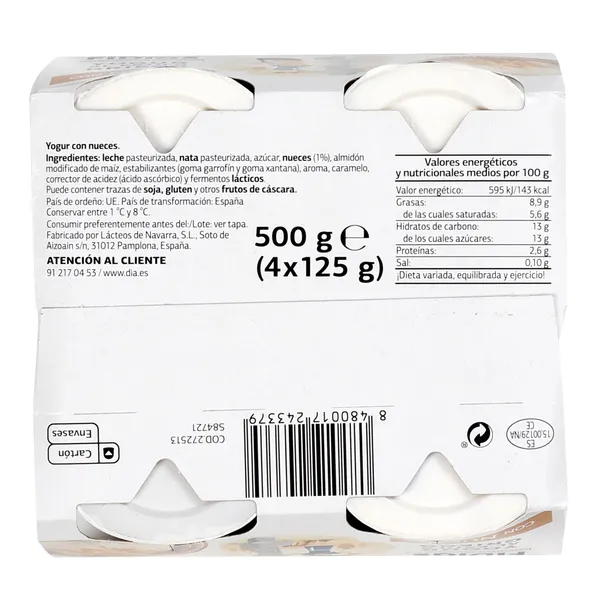 Yogur griego con nueces Fidias de Dia pack 4 x 125 g 4