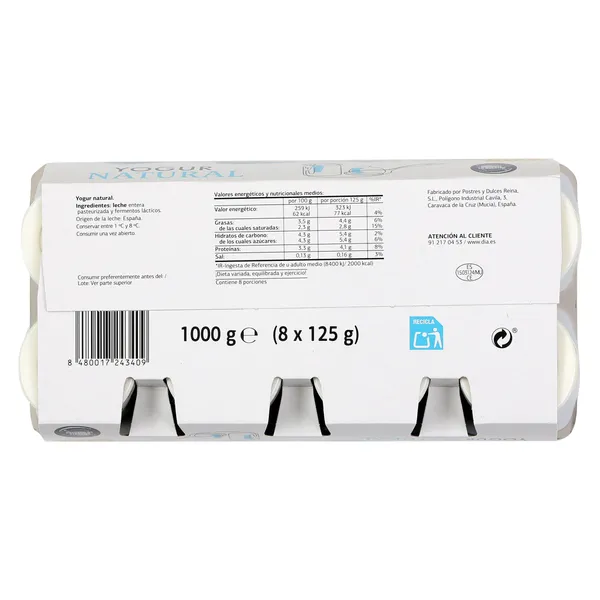 Yogur natural Dia Láctea pack 8 x 125 g 4