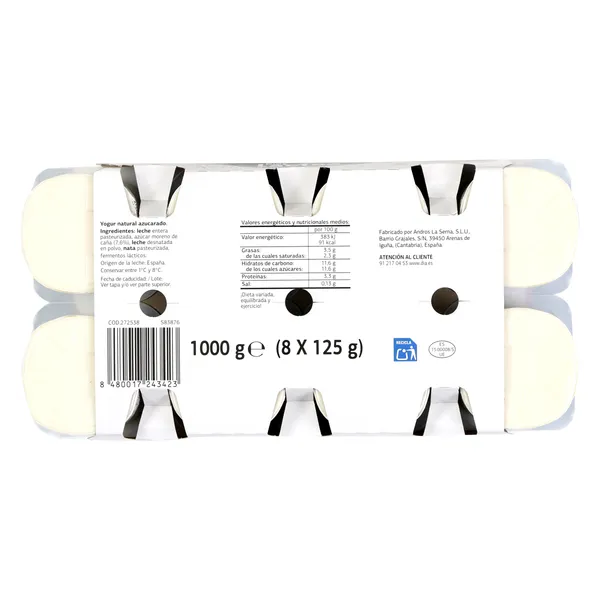 Yogur natural con azúcar de caña Dia Láctea pack 8 x 125 g 4
