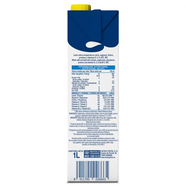 Leche entera calcio Puleva brik 1 l 3
