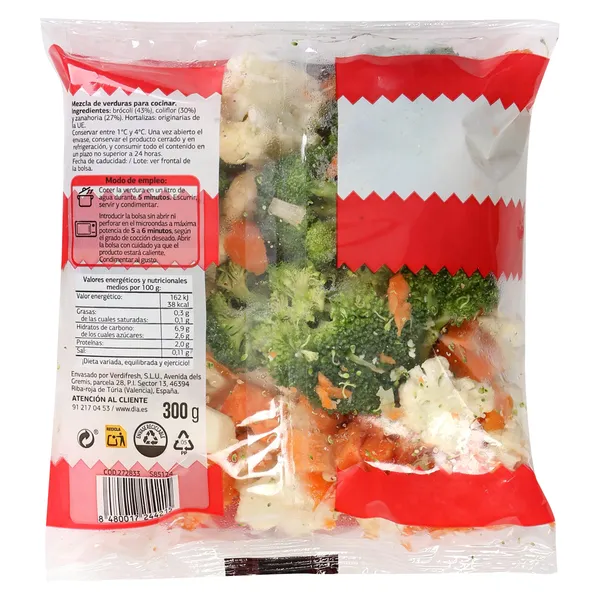 Verduras para microondas 3 ingredientes Vegecampo de Dia bolsa 300 g 2