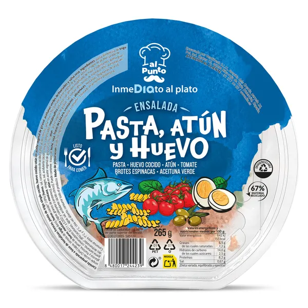 Ensalada de pasta, atún y huevo Dia Al Punto 265 g 2