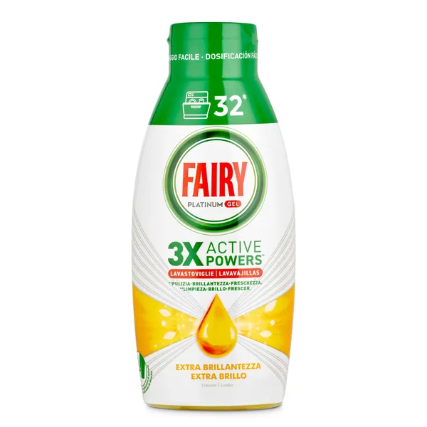 Lavavajillas máquina gel limón Fairy botella 32 lavados 650 ml