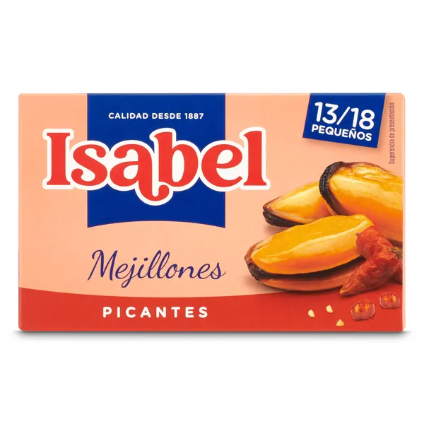 Mejillones picantes 13/18 piezas Isabel lata 69 g 2