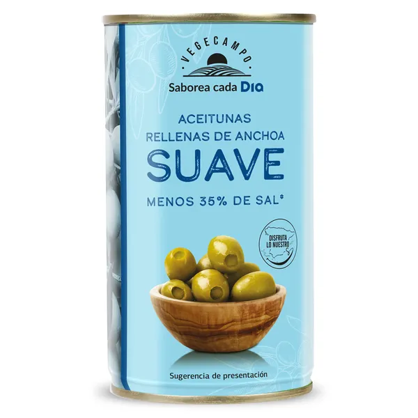 Aceitunas rellenas de anchoa suave Dia Vegecampo 150 g 2