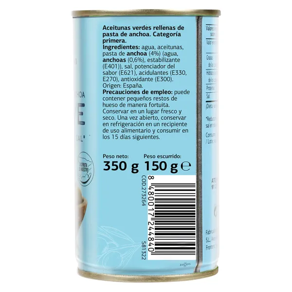 Aceitunas rellenas de anchoa suave Dia Vegecampo 150 g 3