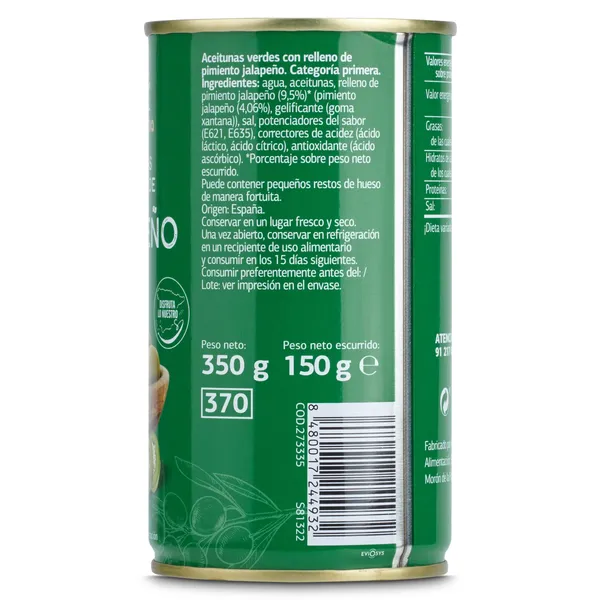 Aceitunas rellenas de jalapeño Dia Vegecampo 150 g 4