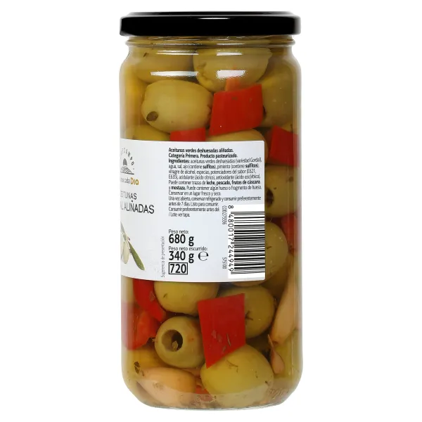 Aceitunas gordal aliñada sin hueso Dia Vegecampo frasco 340 g 2