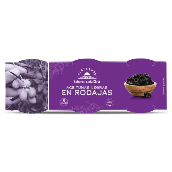 Aceitunas negras en rodajas Dia Vegecampo 3 x 50 g 2