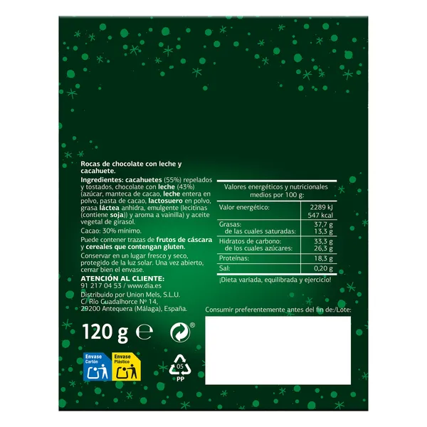 Rocas de cacahuete y chocolate con leche Dulce Noel Dia caja 120 g 3