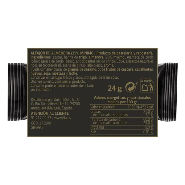 Alfajor de almendra Dulce Noel Dia unidad 2
