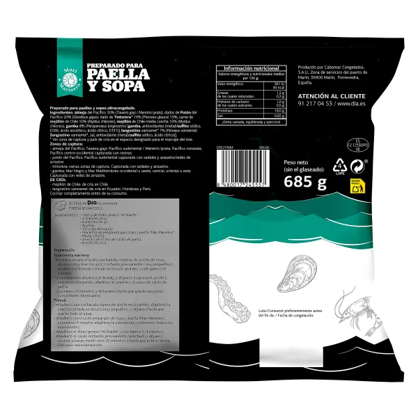 Preparado para paellas y sopas Dia Mari Marinera 685 g 3