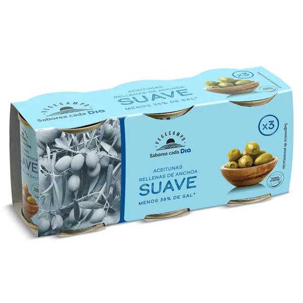 Aceitunas rellenas de anchoa suave Dia Vegecampo 3 x 50 g 3