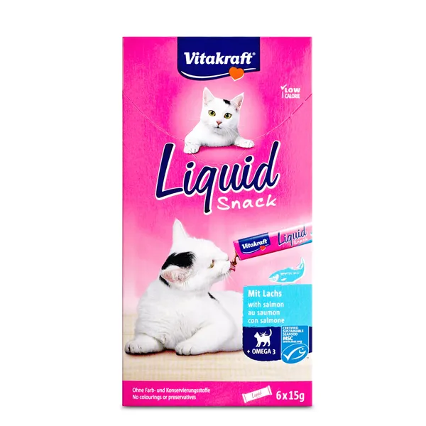 Snack líquido para gatos con salmón Vitakraft caja 90 g 2