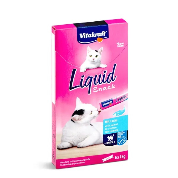 Snack líquido para gatos con salmón Vitakraft caja 90 g 3