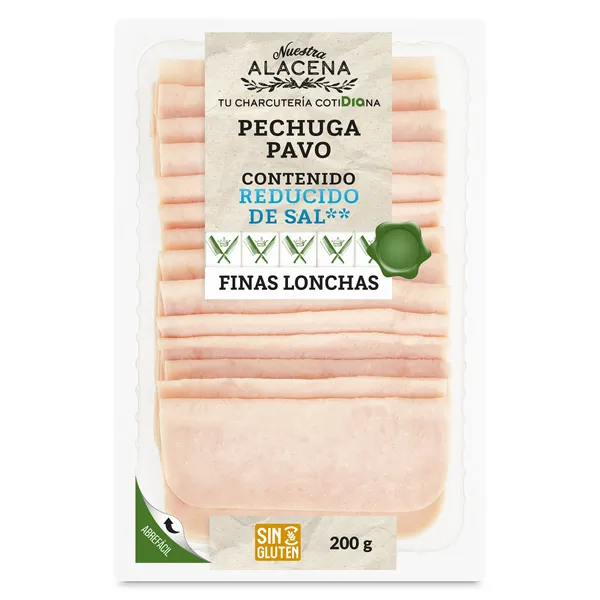 Pechuga de pavo reducido en sal Nuestra Alacena de Dia sobre 200 g
