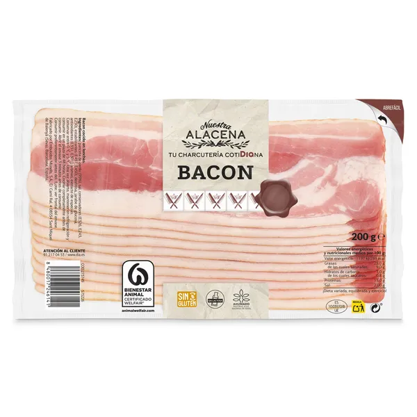 Bacon en lonchas Nuestra Alacena de Dia sobre 200 g