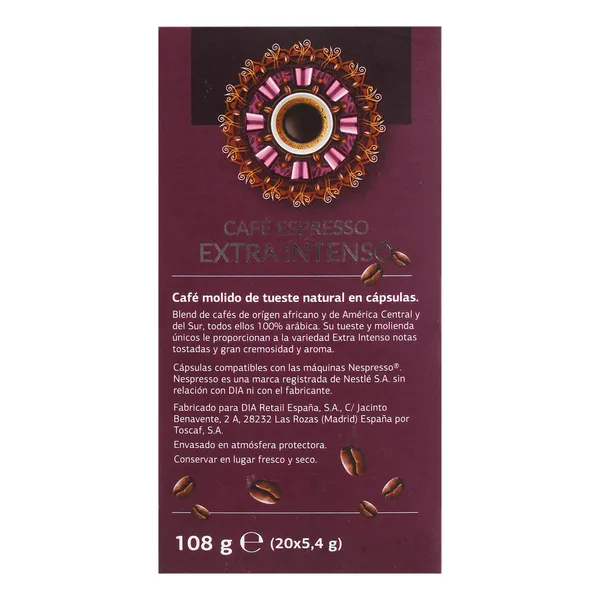 Cápsulas de café extra intenso Dia Arom'arte 20 unidades 4