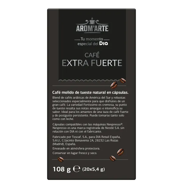 Cápsulas de café fortissimo Dia Arom'arte 20 unidades 4