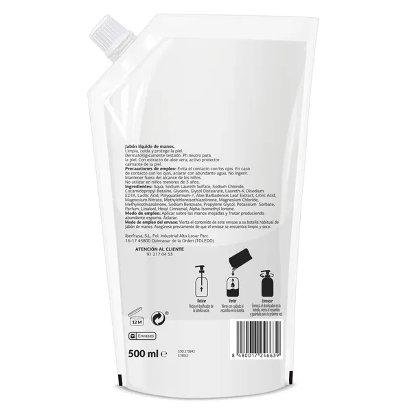 Recambio jabón de manos de aloe vera Dia Imaqe 500 ml 3