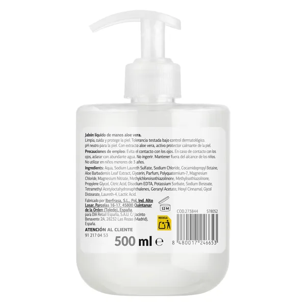 Jabón de manos de aloe vera Dia Imaqe 500 ml 3