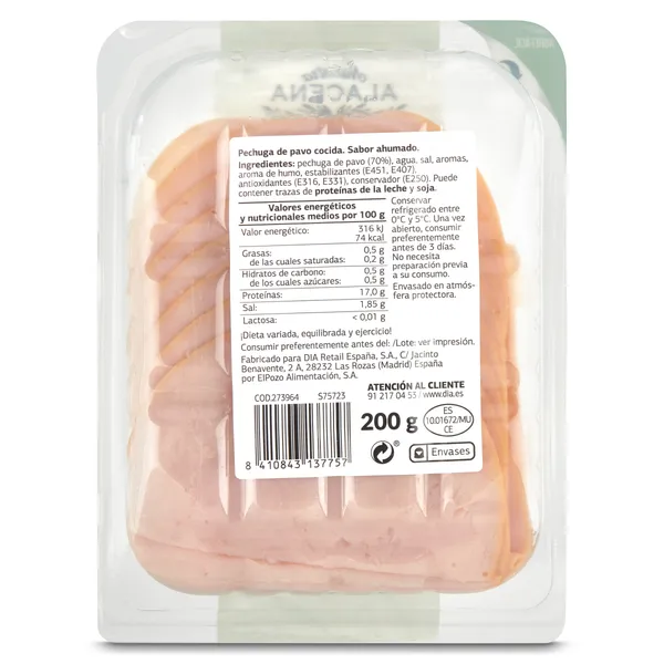 Pechuga de pavo braseada Dia Nuestra Alacena sobre 200 g 2